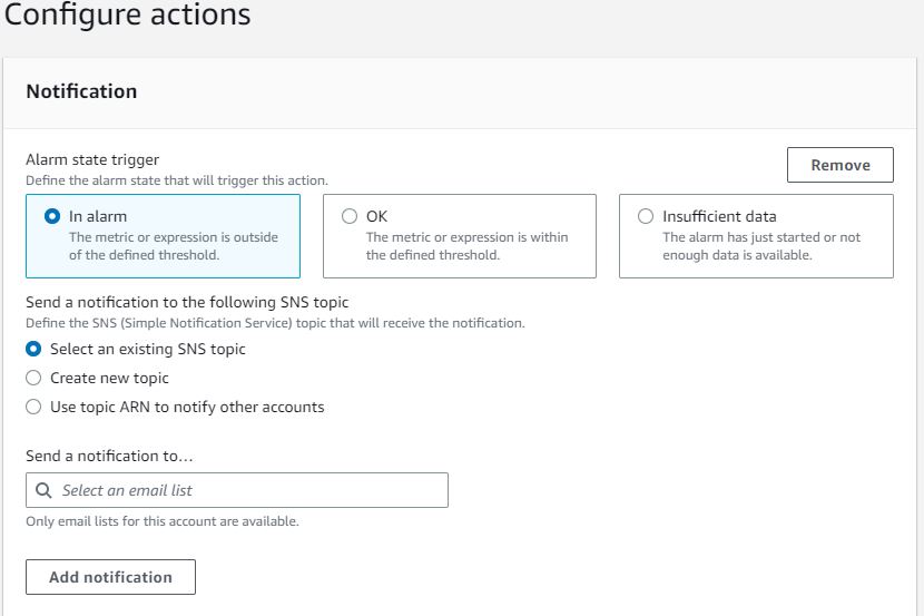 Configure actions