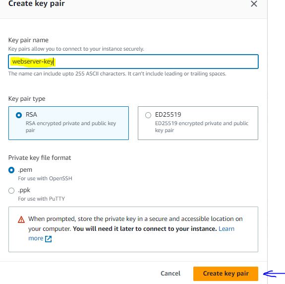 EC2 Create New Key Pair