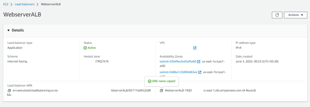 ALB DNS Copy
